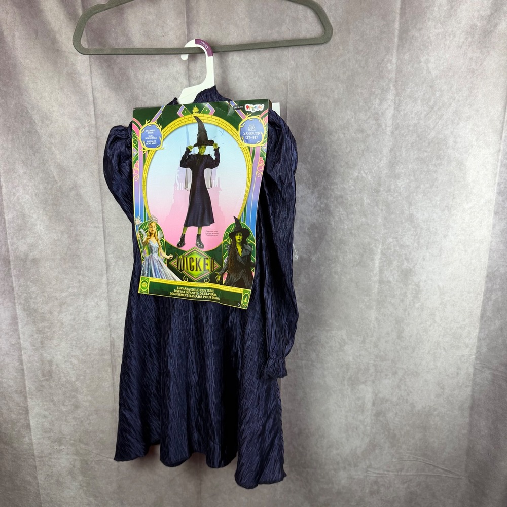 Disguise Wicked Movie Elphaba Witch Costume Kids XS 3T-4T Dress Hat Cape 172589M